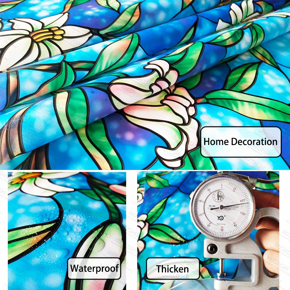 Многоразмерная самоклеящаяся синяя Цветочная домашняя декоративная пленка на