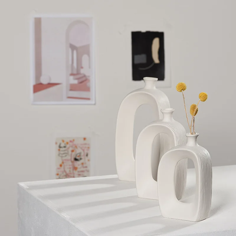 

Маленькая белая керамическая ваза Ins для гидропоники, Современная декоративная для гостиной, гостиной, Цветочная композиция в европейском ...