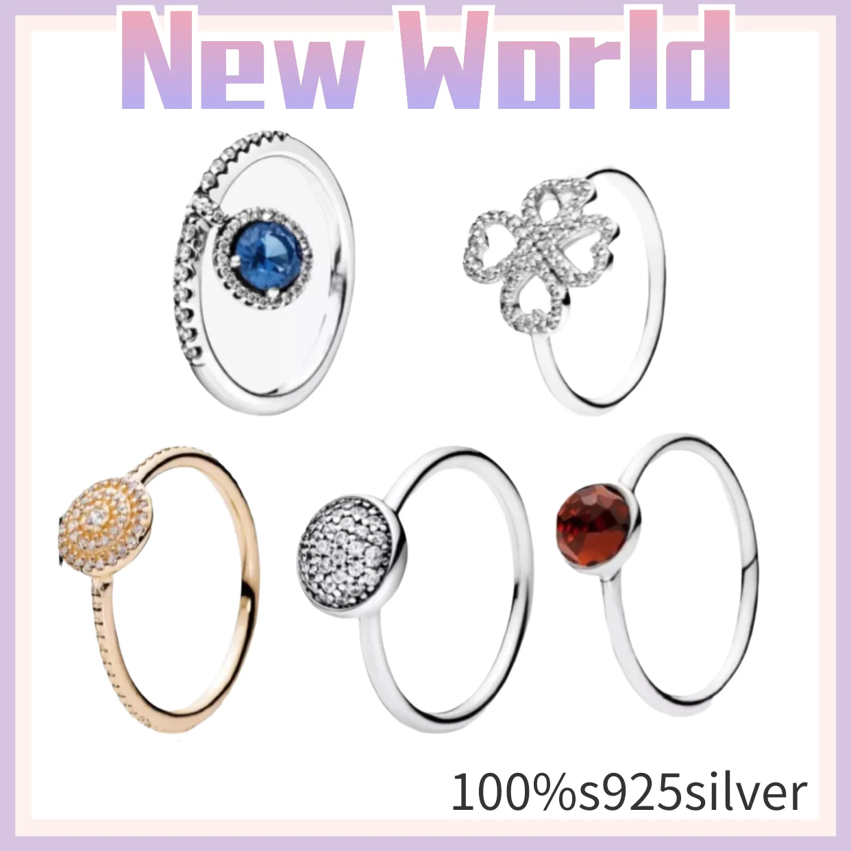 

Fit Original Real 925 Sterling Silver authentic pandora ring For Women Glittering crystal couple DIY fashion wedding Jewelry