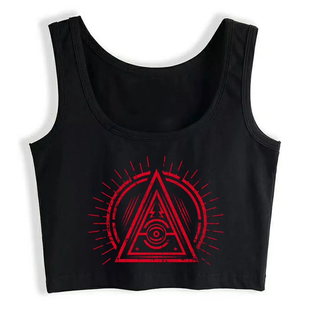 

Crop Top Illuminati All Seeing Eye Satan Black Symbol Street White Print Y2k Tops Womens Tops blusas mujer de moda 2021 verano