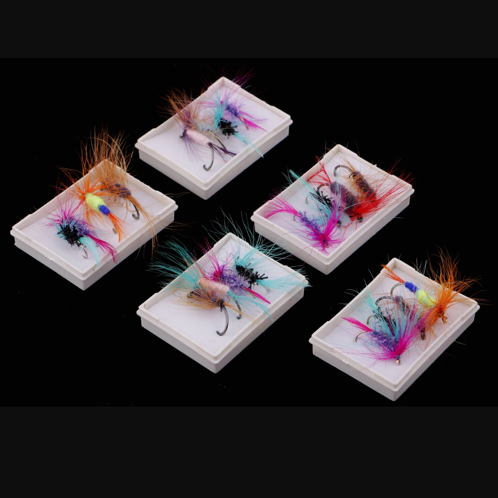 

20pcs Sturdy Hand-tied Sinking Insect Nymph Wet Flies with Barbed Single Hook 3 Sizes