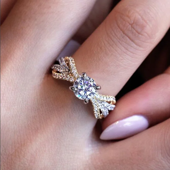 

2021 fashion Princess engagement ring Zircon inlaid luxury wedding ring