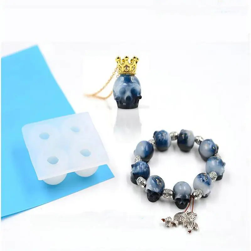 Силиконовая форма в виде головы черепа из эпоксидной смолы|Ювелирная фурнитура и