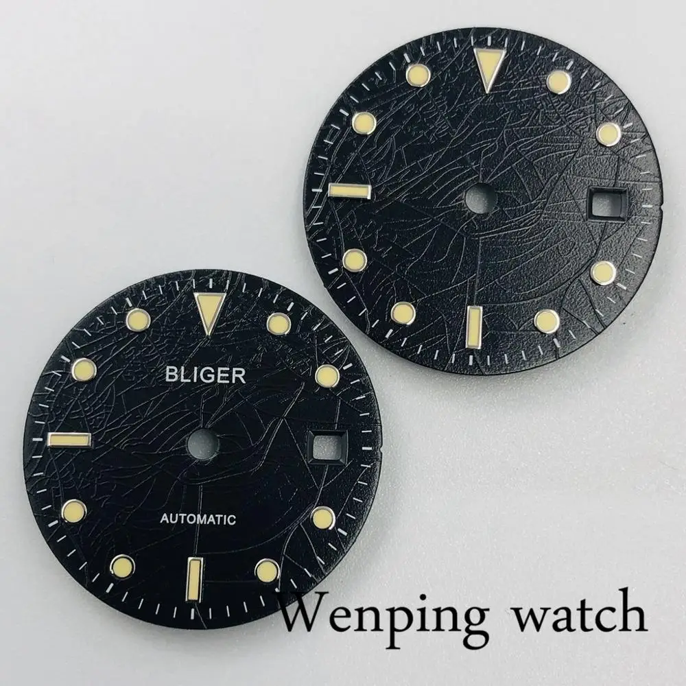 Черные светящиеся часы Bliger 29 2 мм подходят для ETA 2836/2824 Mingzhu DG2813/3804 Miyota 8215 821A 8205
