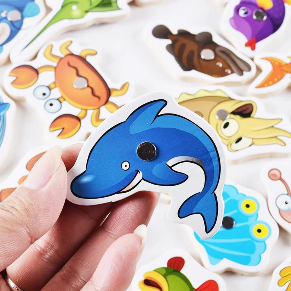 

32 Pcs Wooden Magnetic Fishing Toys for Kid Children Baby Toddler