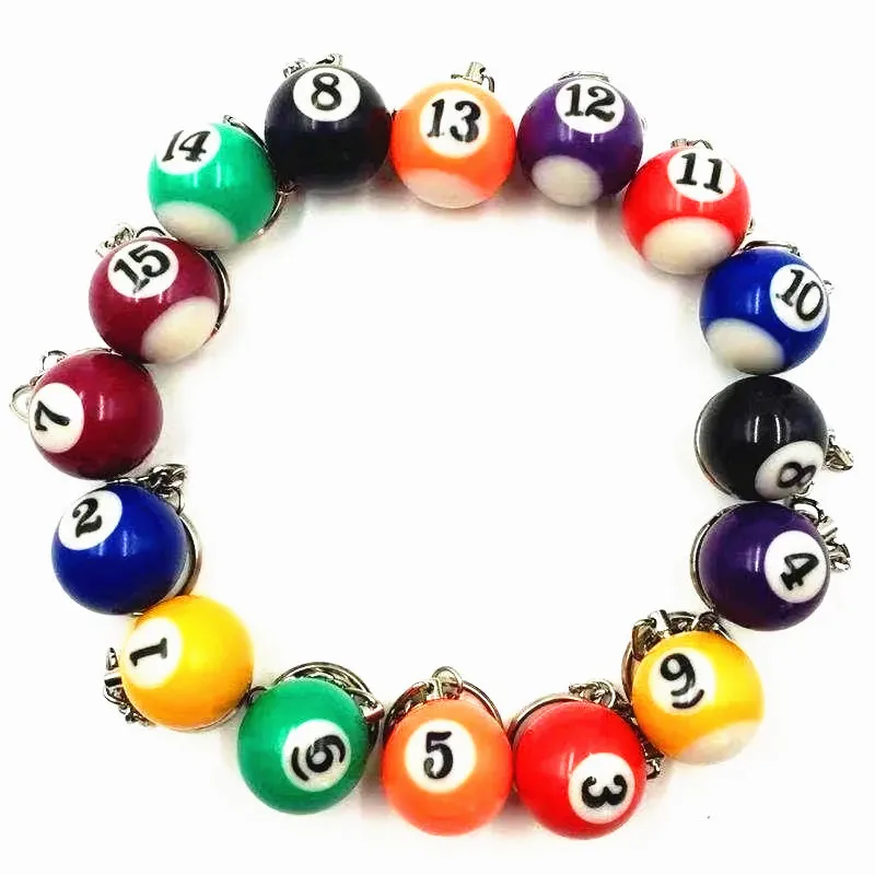 

16pcs Multicolor Mini Billiards Keychain 25mm Resin Billiard Ball Keyring For Women Men Boyfriends Cute Bag Keyring Gift