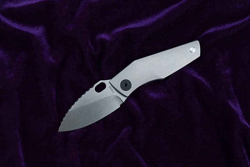 TI LEMIFSHE SJ75 складной нож D2 лезвие TC4 Титан CF G10 Ручка медная стиральная машина открытый кемпинг нож для фруктов EDC - Цвет: TI