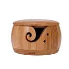 Деревянная чаша из пряжи, чаша для вязания, держатель для вязания из шерсти, круглая корзина для хранения пряжи с крышкой и 2 отверстиями, ручная работа, Женская чаша