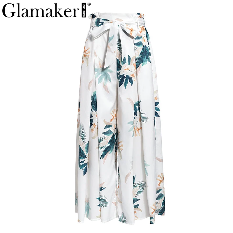 Брюки Glamaker в богемном стиле женские на шнуровке с широкими штанинами принтом