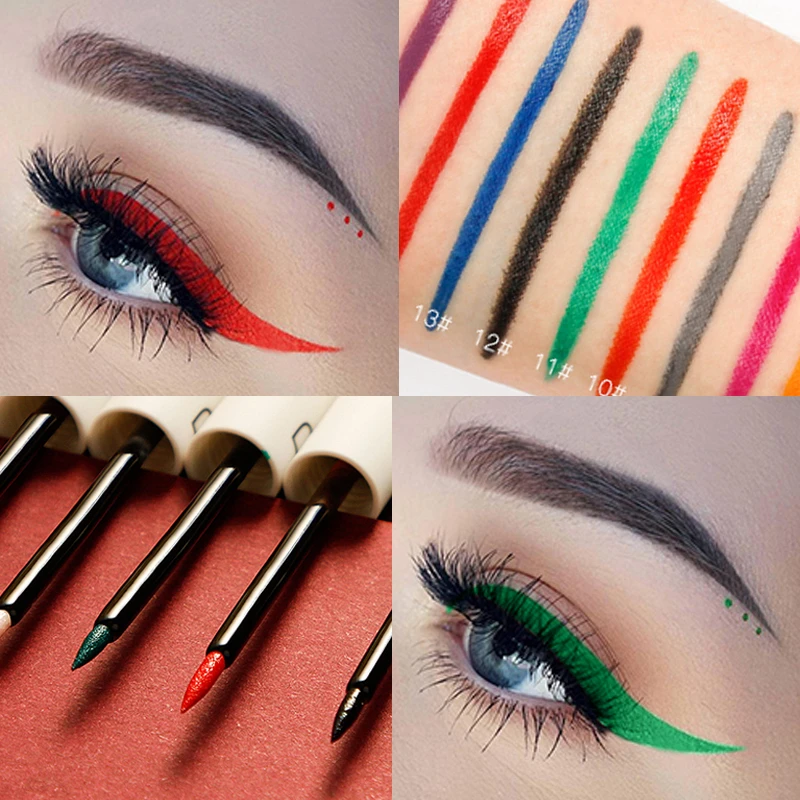 Цветная жидкая подводка для глаз матовая красная зеленая синяя макияж