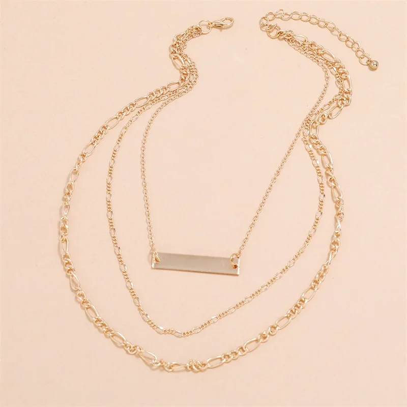 Комплект женских ожерелий 3 шт./компл. модная металлическая прямоугольная