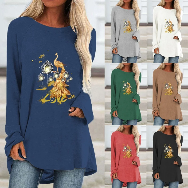 

Long Sleeve Pullover Top Fashion Printing Tops & T-Shirts Plus Size Casual Top Loose T-shirt Women Sweatshirt