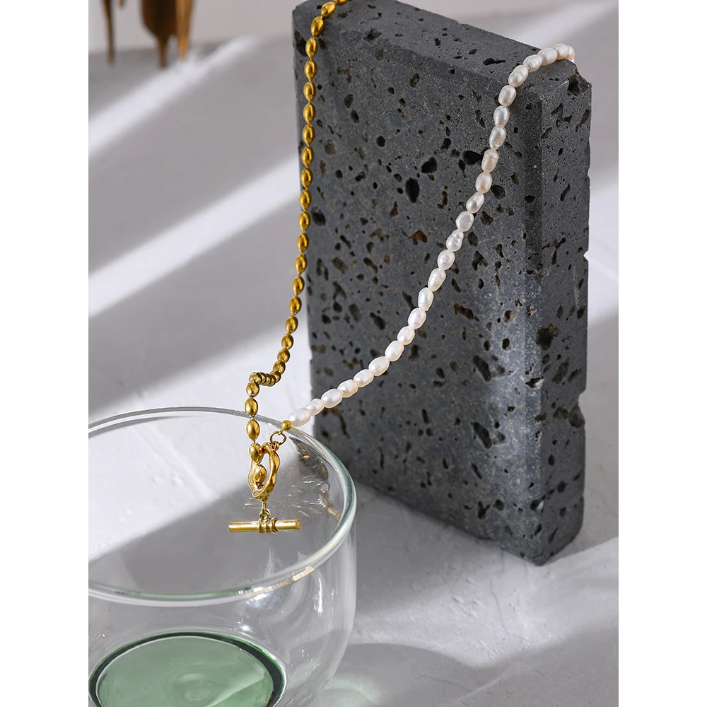 Роскошное ожерелье Yhpup из натурального жемчуга цепочка нержавеющей стали