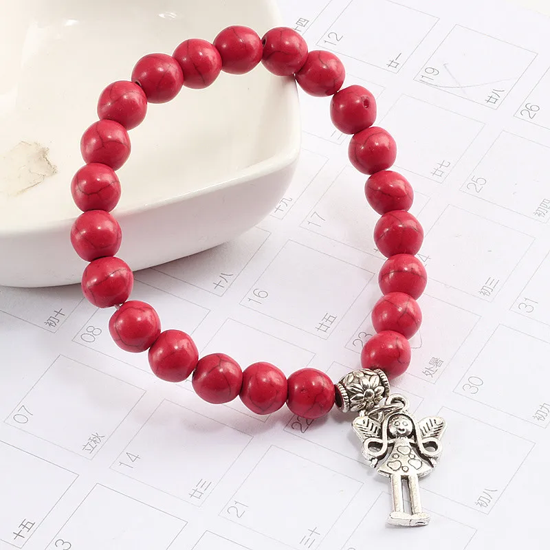 Шарм для мужчин и женщин натуральный камень браслет из бисера Ангел Кулон