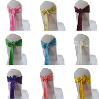 25pcs 15275cm satin sash bow tie chair band for wedding chairs decoration hotel home banquet chairs decor event supplies