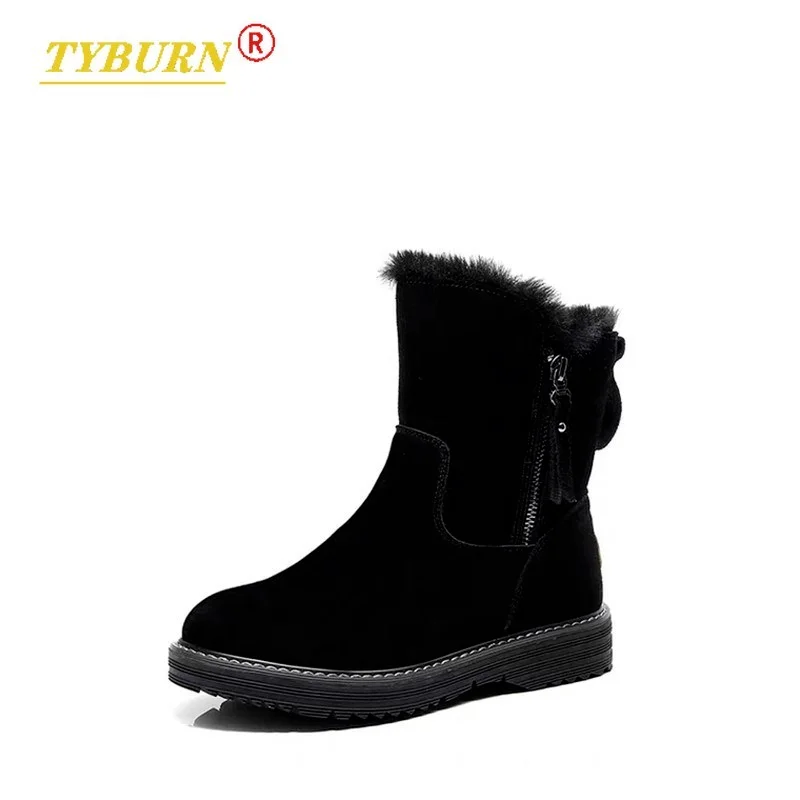 

2021winter New Korean Version Plus Velvet Warm Snow Boots Women Fashion Short Tube Cotton Boots Fringed Zipper Boots Cotton Shoe