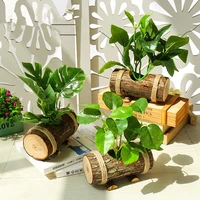 creative wooden pots green plants bonsai household items small ornamentssimulation plants flowers silk screen leaves