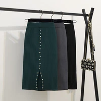 mid length slit knit skirt with hip one step skirt spring and autumn short skirt female woolen skirt spudnice damskie