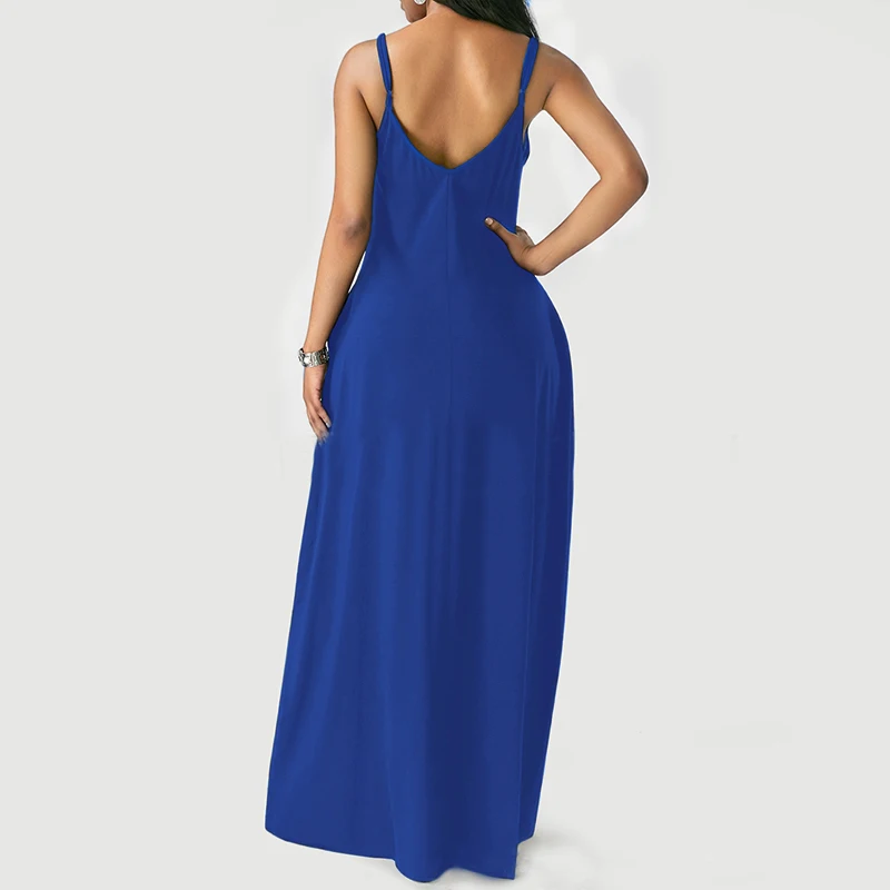 Женское летнее длинное платье свободное пикантное однотонное макси на бретелях