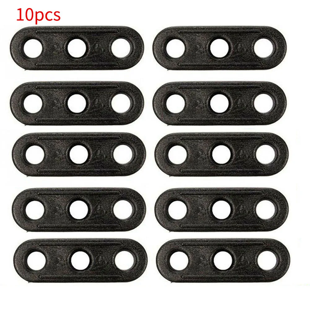

10pcs/pack Black Winding Tent Accessory Rope Fastener Tools Outdoor Camping Adjustable 3 Holes Anti Slip Tightening Hook Buckle
