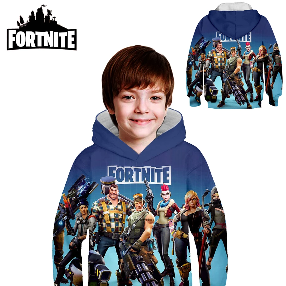Детские толстовки с капюшоном Fortnite свитшот 3D принтом одежда длинными рукавами