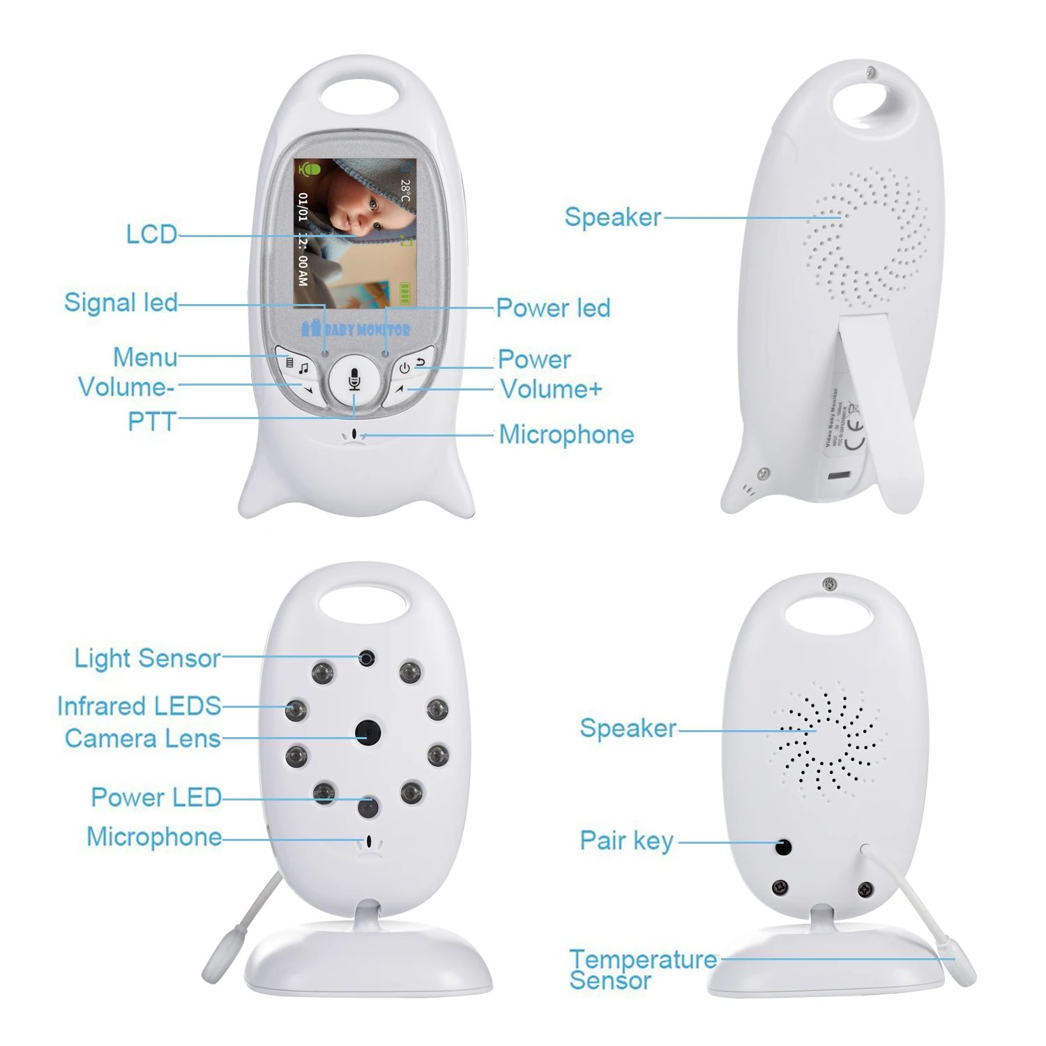 

Ship From Europe VB601 Wireless Audio Video Baby Monitor Radio Nanny Music Intercom IR 24h Portable Baby Camera Baby Babysitter