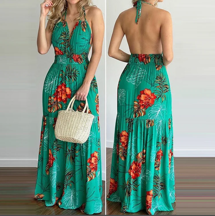2021 женское платье большого размера богемный женский сарафан с цветочным принтом