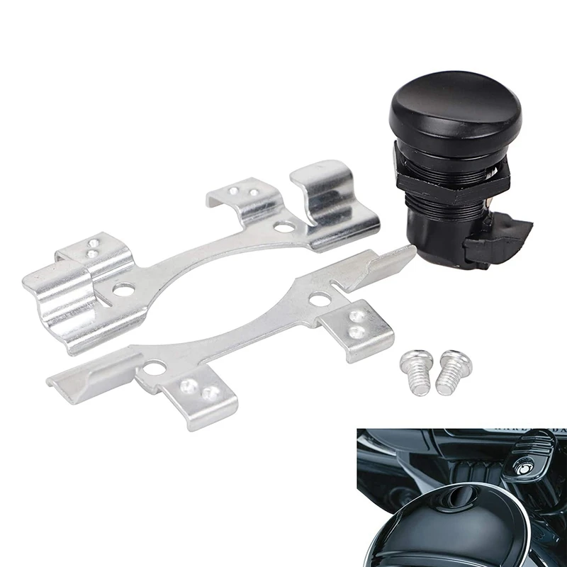 

Motorcycle Push Button Fuel Door Latch for Touring Electra Glides Road Glides Street Glides Black