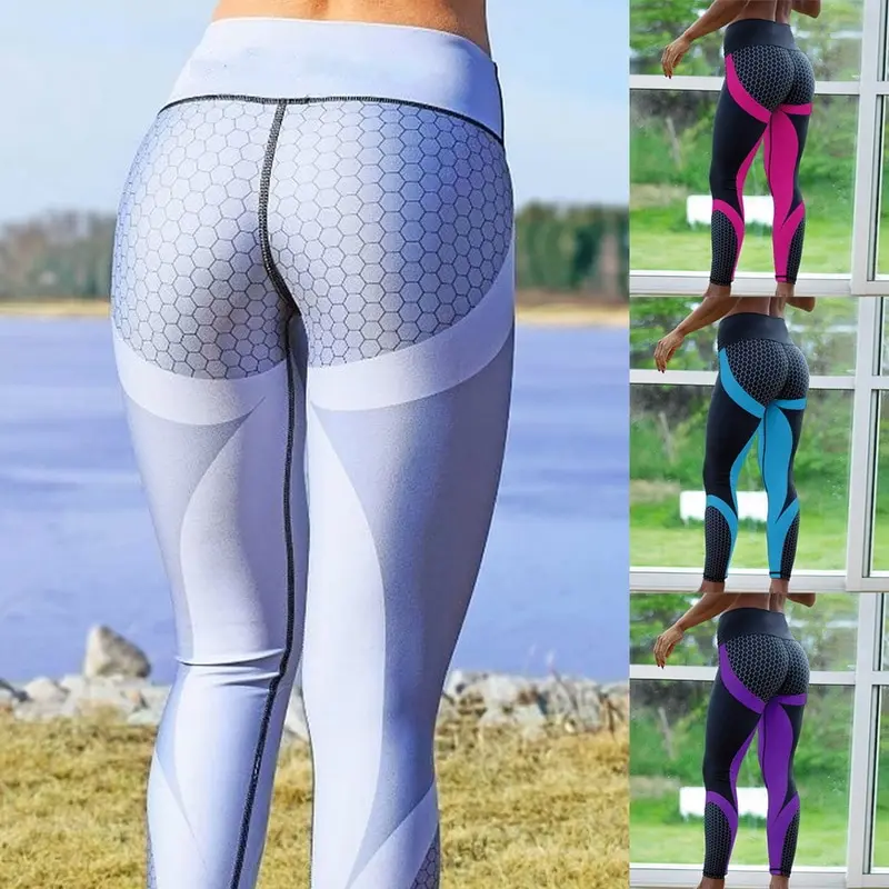 

Hot Sexy Mesh Printed Leggings fitness For Women clothing Sporting Workout Leggins mujer Elastic Slim Pants push up Dropshipping