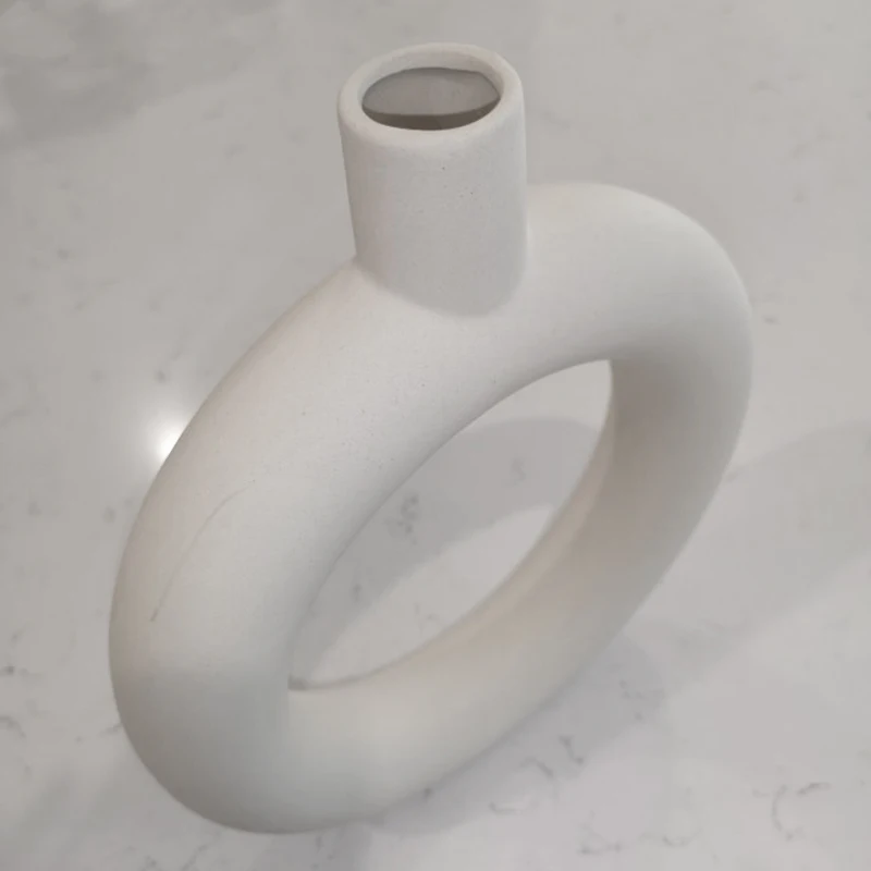 

White Ceramic Vase Nordic Minimalism Style Decoration,Modern Geometric Decorative Vase Flower Pot for Home Decor