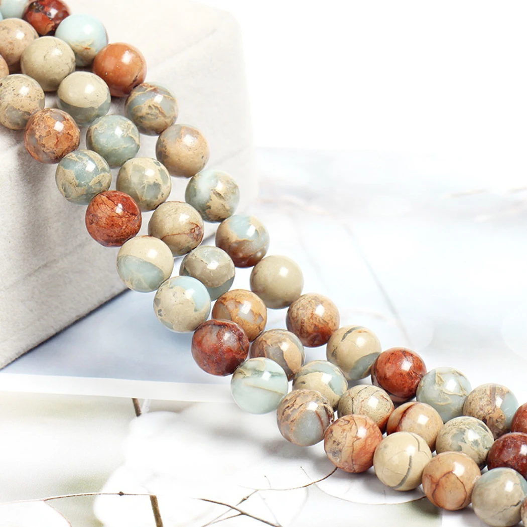 Natural Serpentine Jasper 4-12mm round Gemstone beads for 925 sterling silver Jewelry Making Necklace Bracelet 15inch ICNWAY | Украшения и