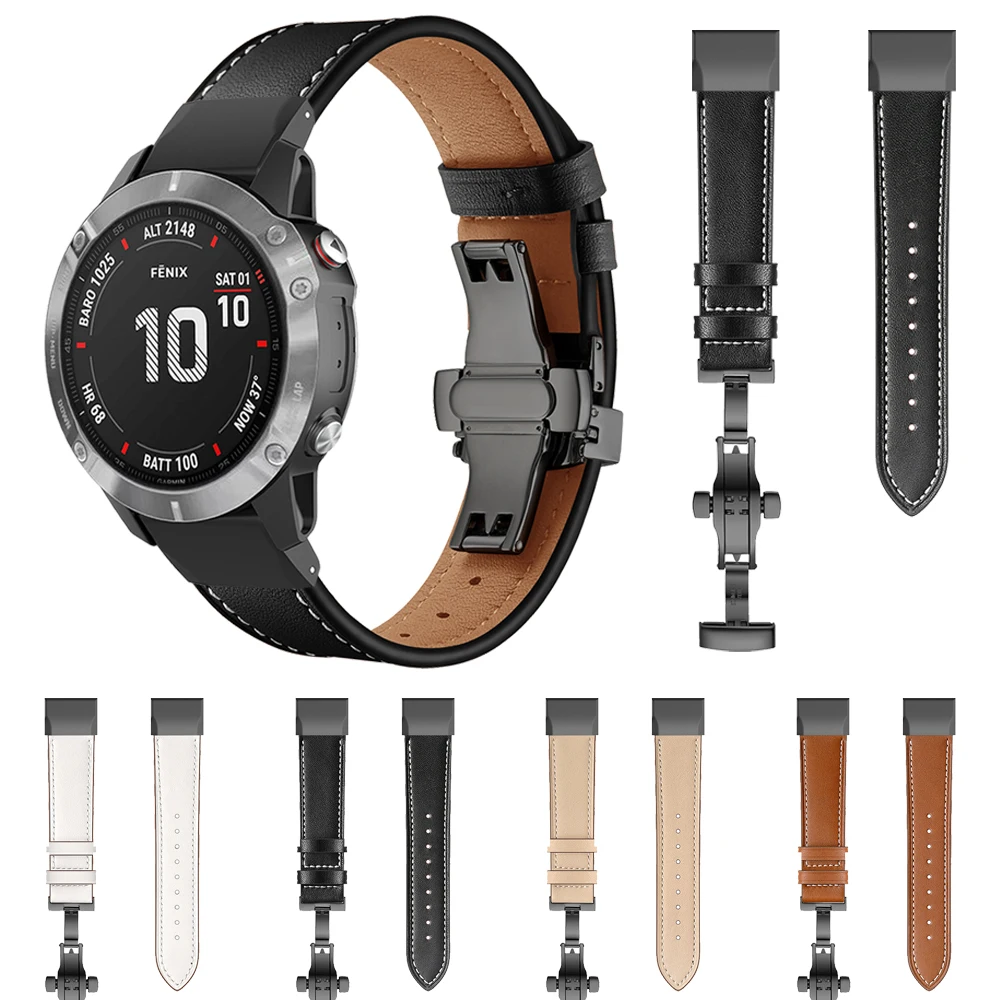 Ремешок из натуральной кожи для Garmin Fenix 6 6X Pro /fenix 5 5x Plus 3 hr ремешок 22 мм 26