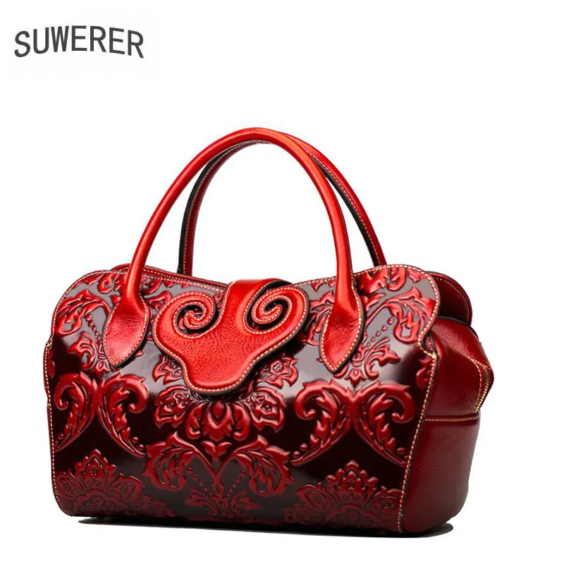 

2021 New High Quality Embossed bag Women Genuine Leather Bag Real Cowhide Leather Bag Luxury Designer Women Leather Handbag Red