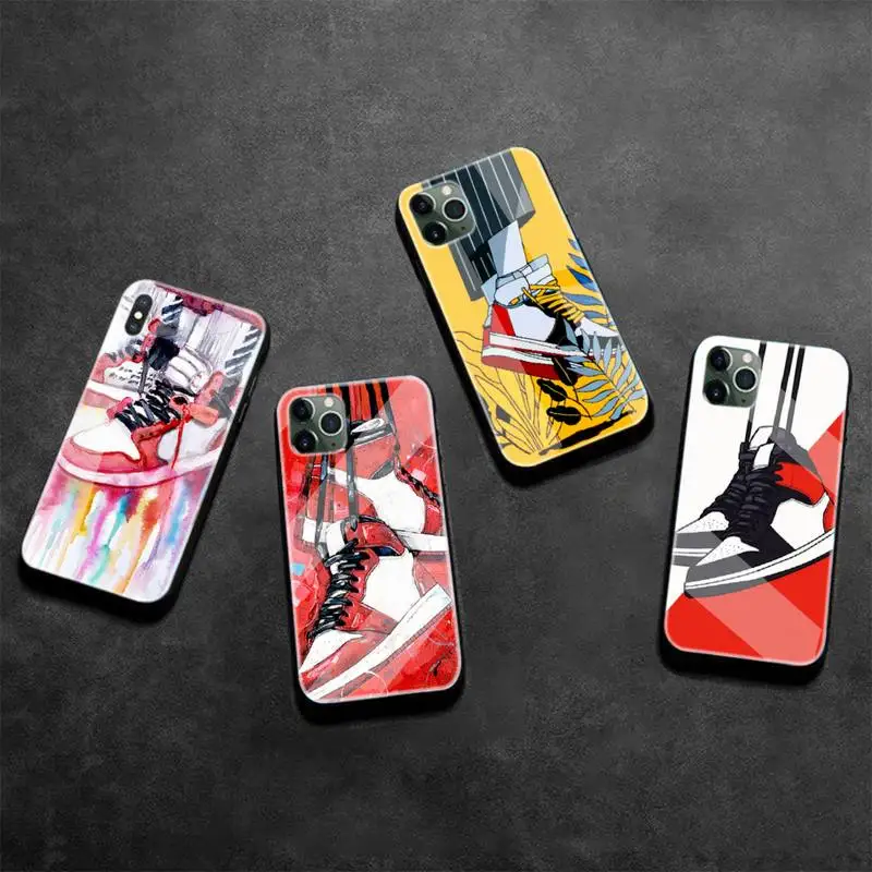 

Luxury Sneaker Phone Phone Case Tempered Glass For Iphone6plus 6S 7 7plus 8 X XS XSmax XR 11 12 Pro Max 12mini