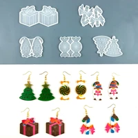 5 piece setchristmas earrings epoxy resin molds christmas tree candy gift earrings pendant keychain silicone molds for resin