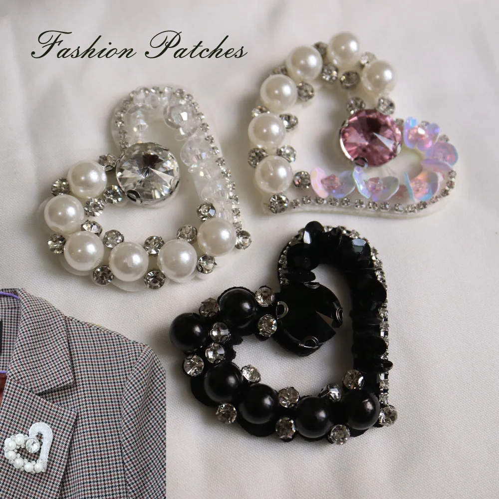 1 шт. вышитые бисером жемчужные нашивки в форме сердца для одежды пришивные