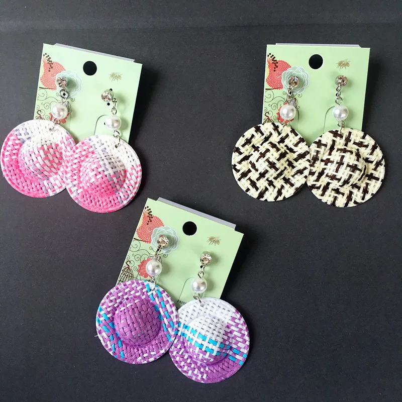 Народные серьги ручной работы в форме соломенной шляпы жемчужные женская мода