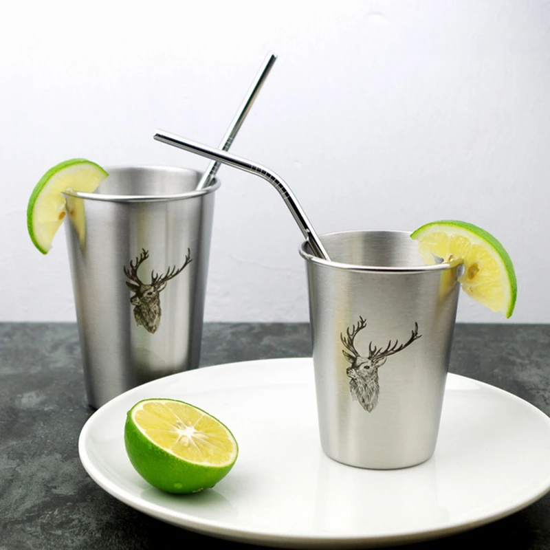 Taza de cerveza con patr&oacute;n bonito de 350ML, taza de cerveza de acero inoxidable 304, taza de caf&eacute; con doble pared, vajilla de cocina para ni&ntilde;os, taza de agua-2