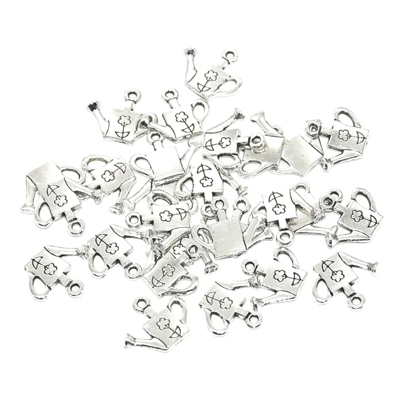 

20pcs Antique Silver Kettle Charms Alloy Metal Watering Can Pendants For Jewelry Accessories Making Handmade Craft 18*15mm