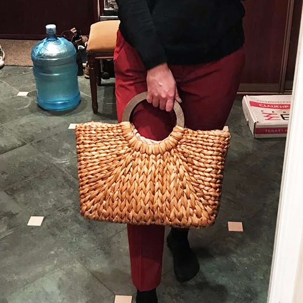 Женская Винтажная сумочка из ротанга Женский богемный Летний Пляжный соломенный