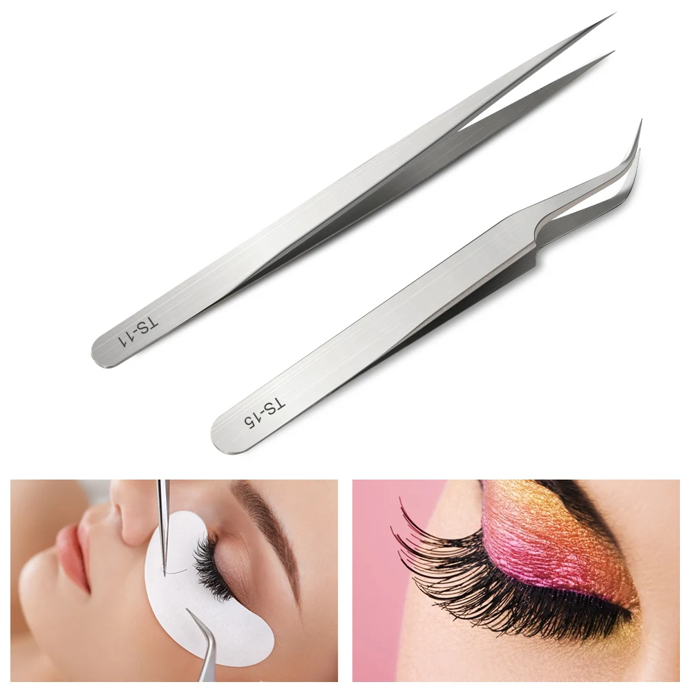 Zwellbe антистатические пинцеты для наращивания ресниц Набор бровей из нержавеющей