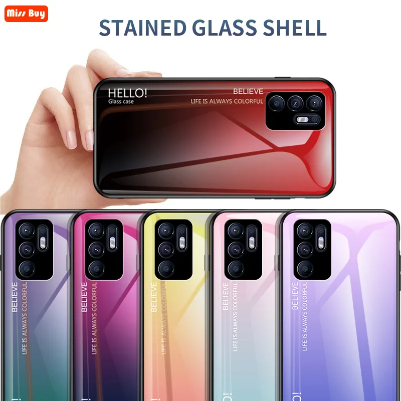 

Luxury Marble Tempered Glass Soft Bumper Hard Cover For OPPO Realme 8 7 GT A53 Reno 64g 6z 6 Pro A16 Find X3 neo X3 Lite 5G Case