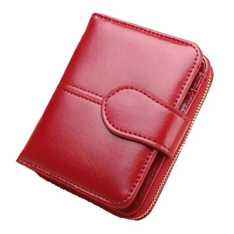 

Hot Sale Wallet Short Wallet Women's Purse Zipper&Button Purse Red Small Wallet Coin Pocket Cartera