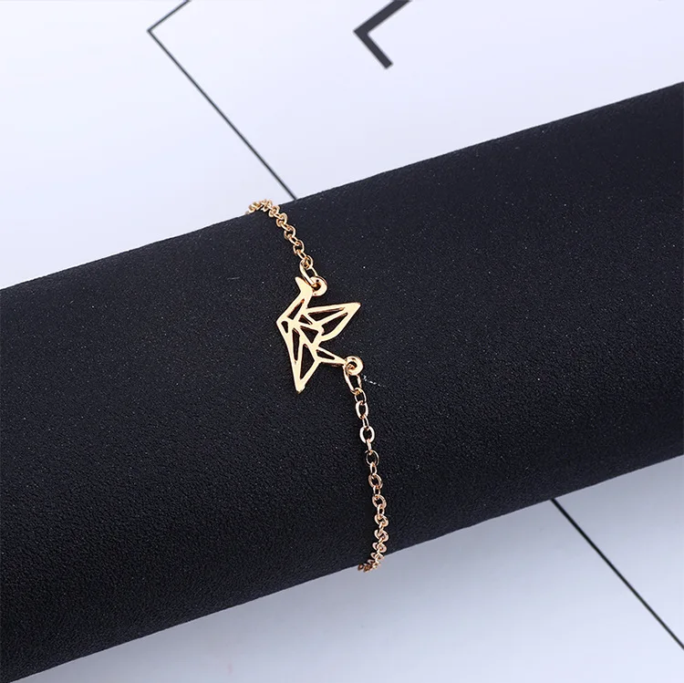 2021 Creative Origami paper crane charm bracelets elegant animal jewelry Nice gift Women fashion Bracelets | Украшения и