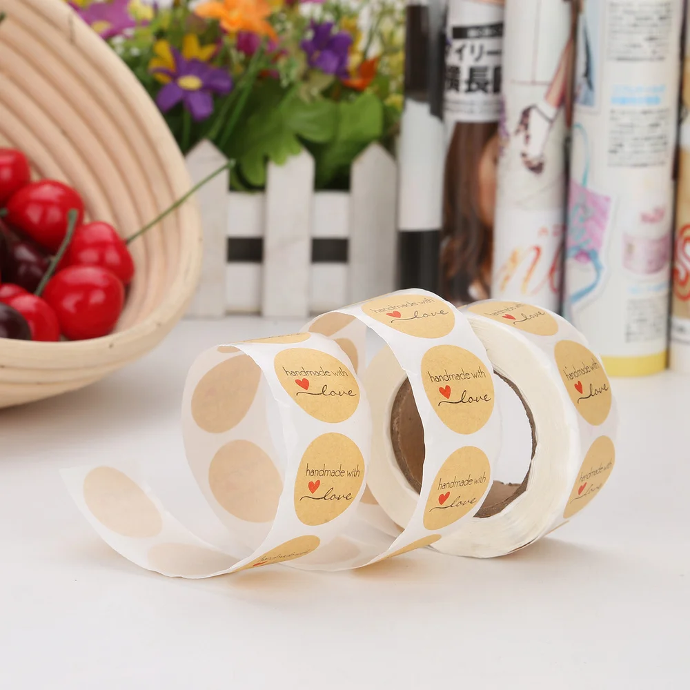 500 шт круглые натуральные наклейки ручной работы с любовью и благодарностью для