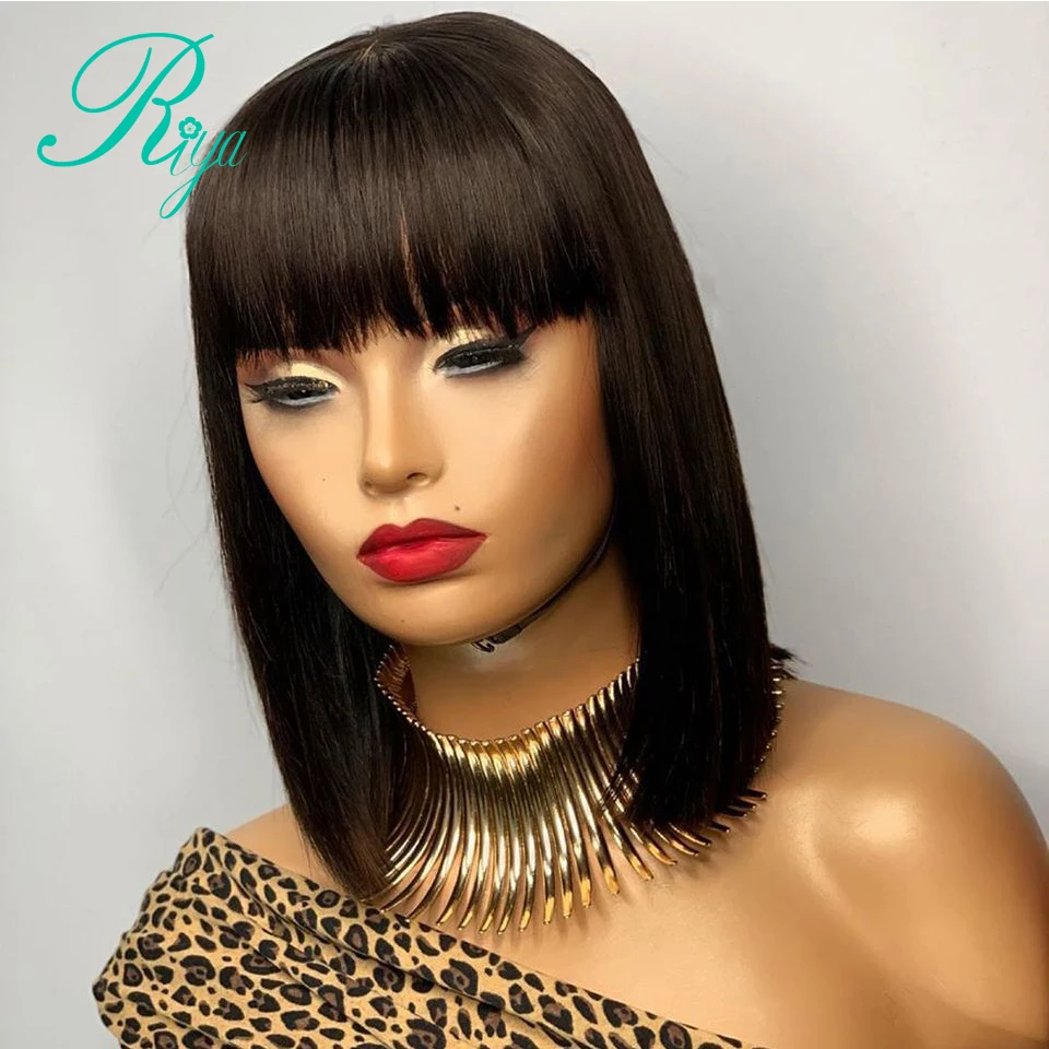 13X4 Мёд блондинка изюминка Цвет прямые парики с стрижка челки тупым 13X6