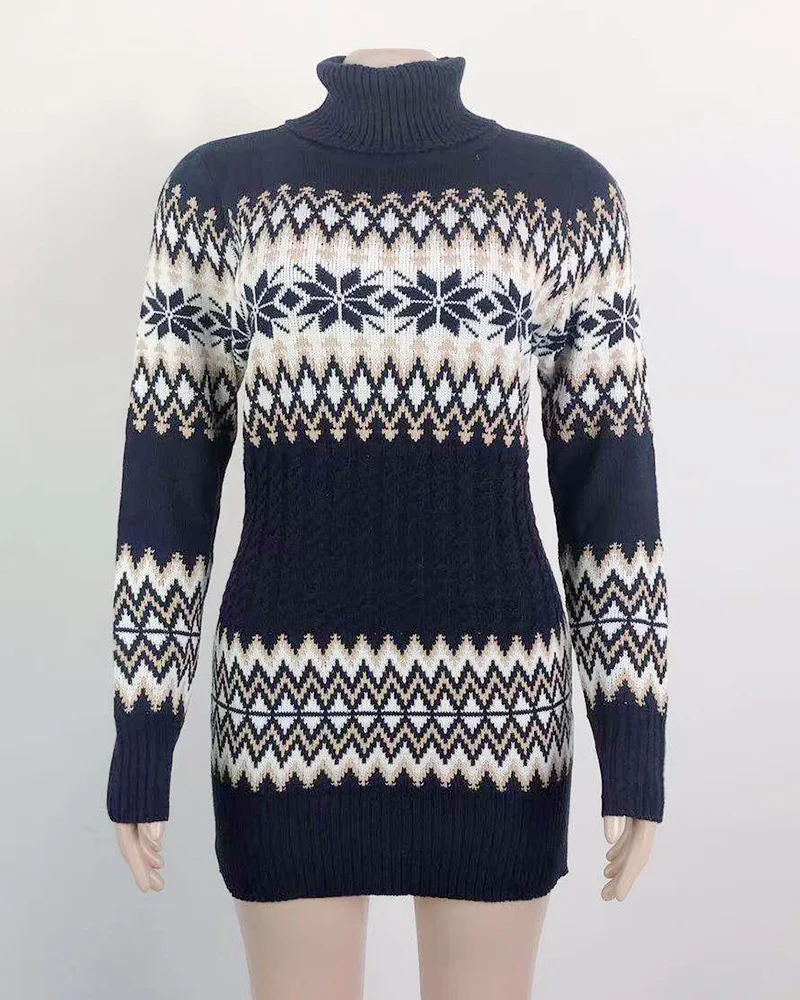 Fitshinling водолазка рождественские свитера платья для женщин снежинка тонкие