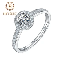gems ballet 925 sterling silver moissanite ring 0 5ct vvs1 moissanite diamond halo engagment rings for women wedding band