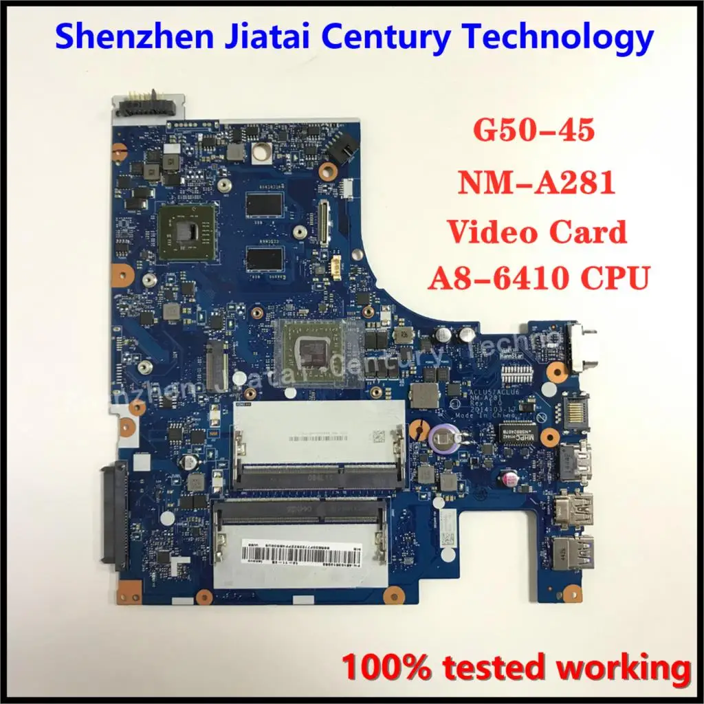 

NM-A281 mainboard For Lenovo G50-45 laptop motherboard ACLU5/ACLU6 NM-A281 with A8 CPU R5 GPU-2GB Test work 100% original