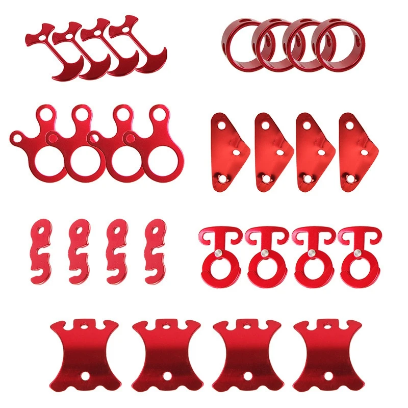 28PCS Paracord Tensioner Ultralight Strong Aluminum Tent Wind Buckle Hook Rope for Camping Backpacking Picnic Shelter Outdoor | Спорт и